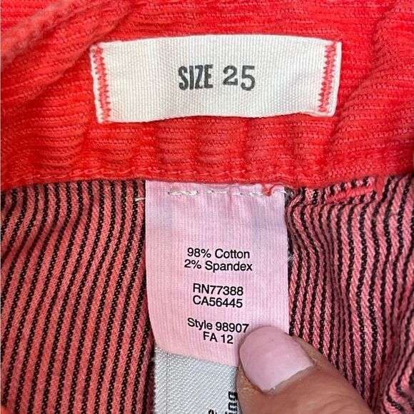 Madewell Pink Coral Corduroy Skinny Jeans Size 25 Stretch Casual Bohemian EUC - Picture 6 of 6